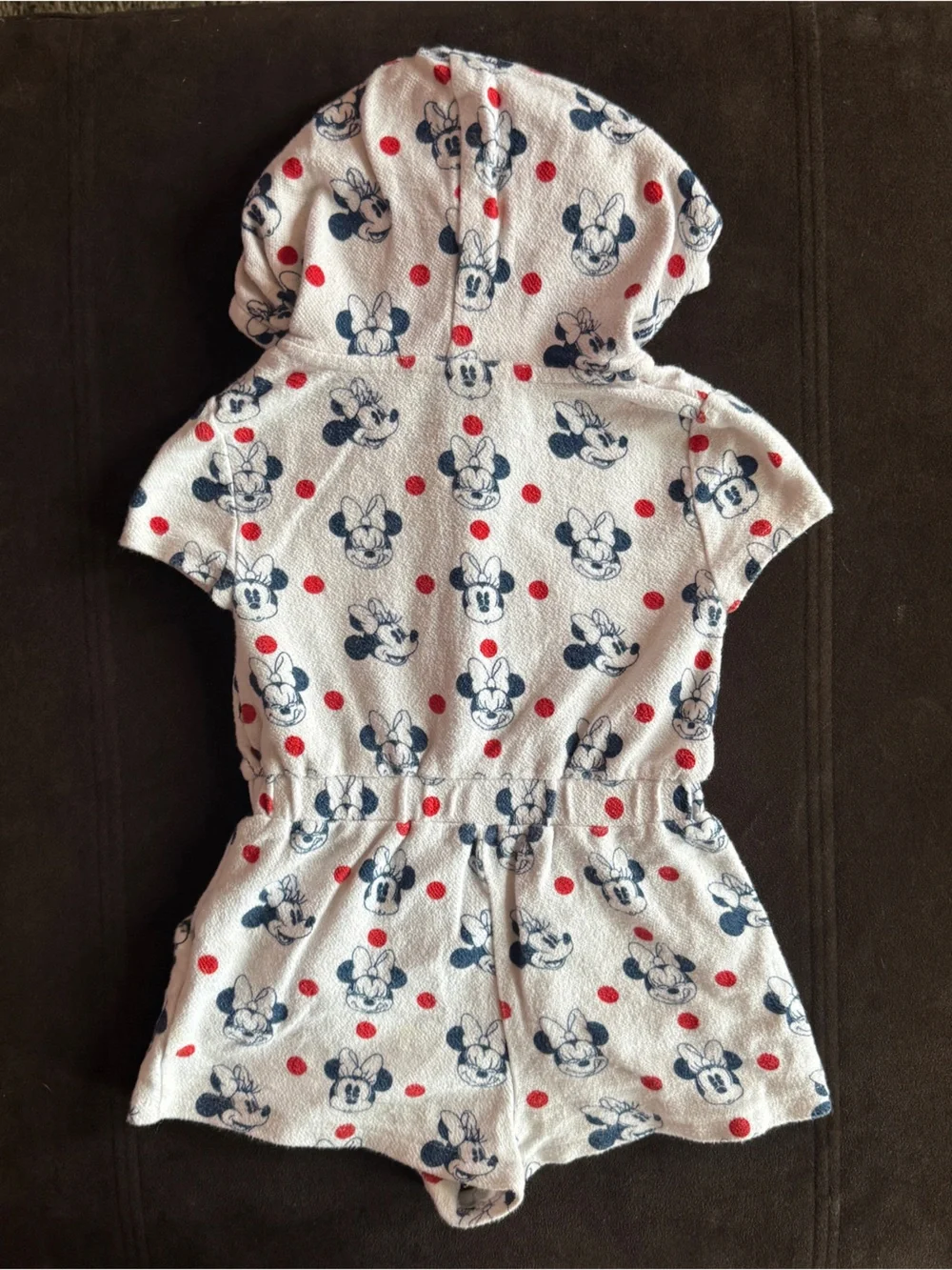 Disney Minnie Mouse Red White and Blue Hooded Swim Cover Up Romper